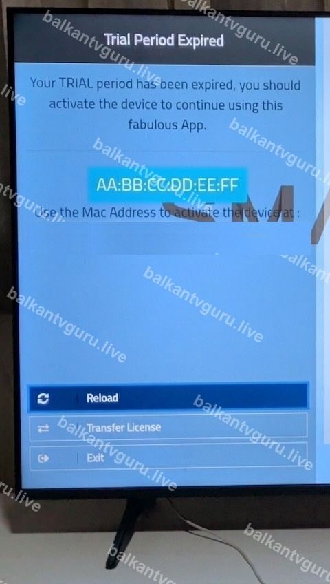Ekran aplikacije s natpisom Trial Period Expired i dugmetom Transfer License
