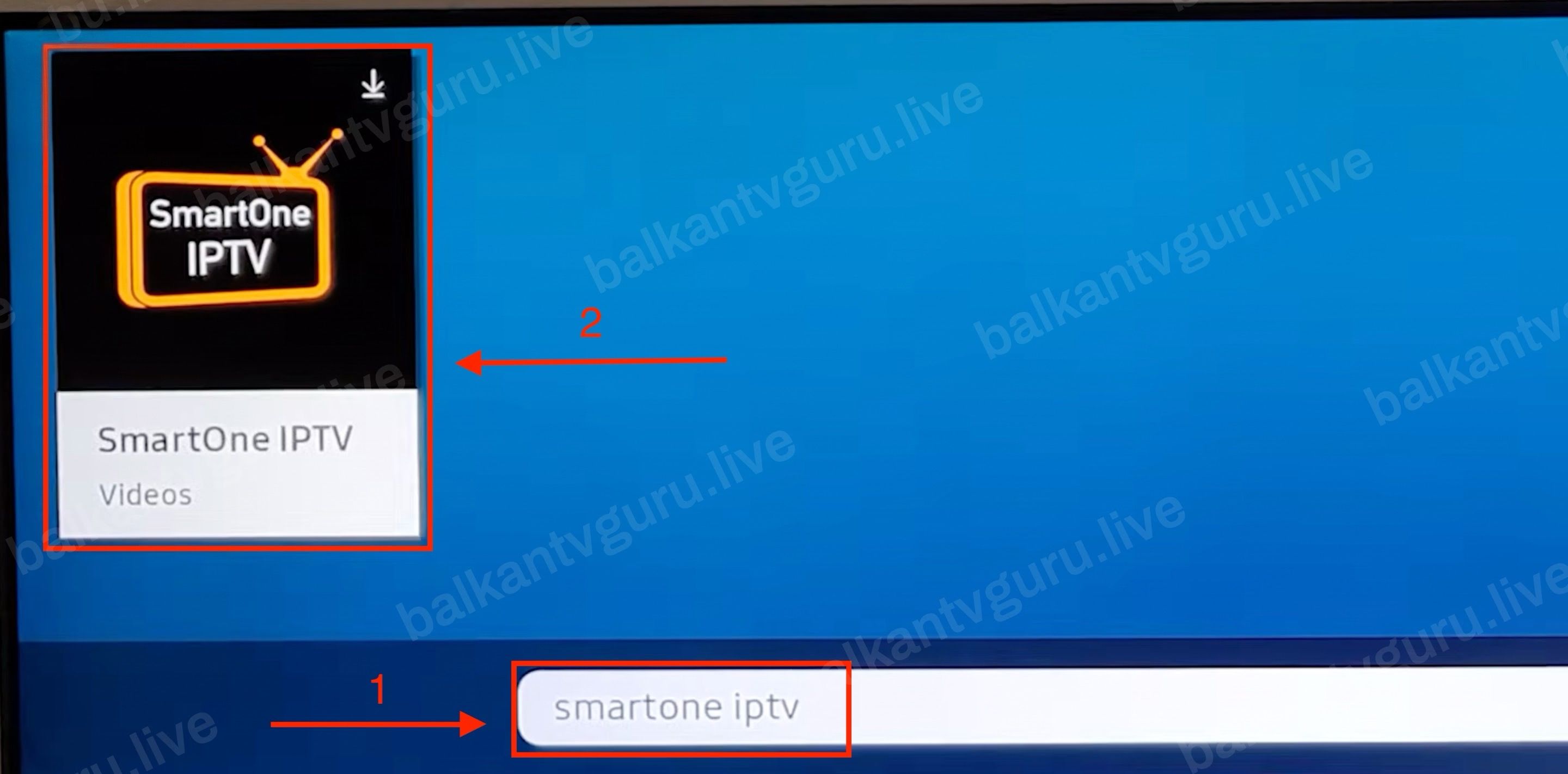 Rezultat pretrage u prodavnici aplikacija: SmartOne IPTV.